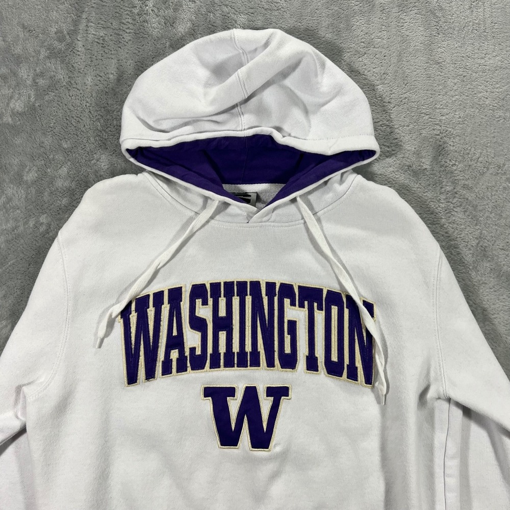 WASHINGTON HUSKIES Stadium Athletics Hoodie Unisex Small White Embroider